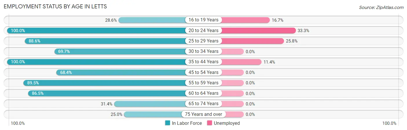 Employment Status by Age in Letts