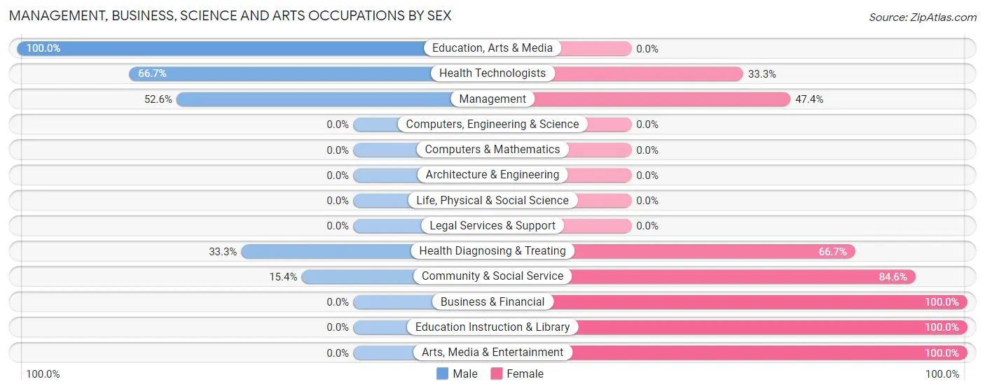 Management, Business, Science and Arts Occupations by Sex in Lewis