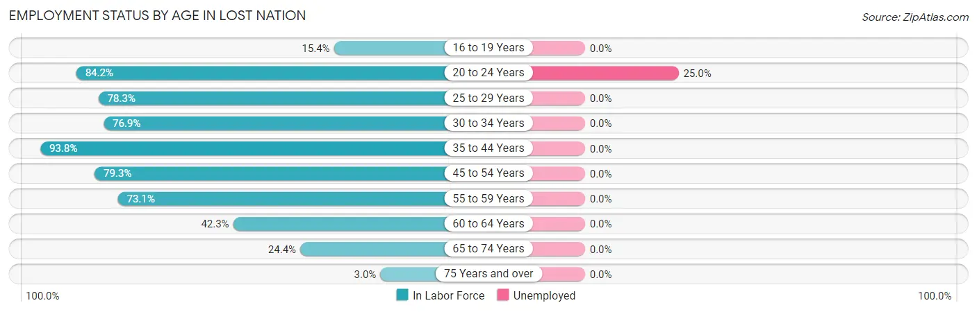 Employment Status by Age in Lost Nation