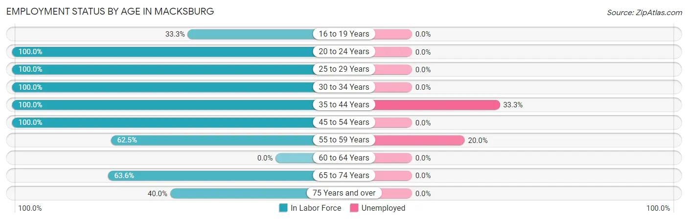 Employment Status by Age in Macksburg