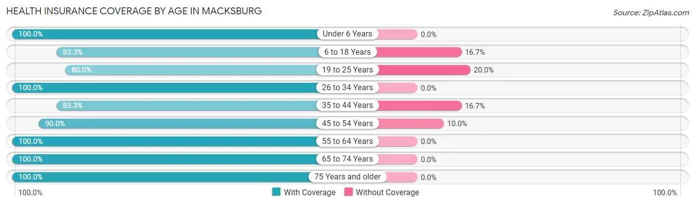 Health Insurance Coverage by Age in Macksburg