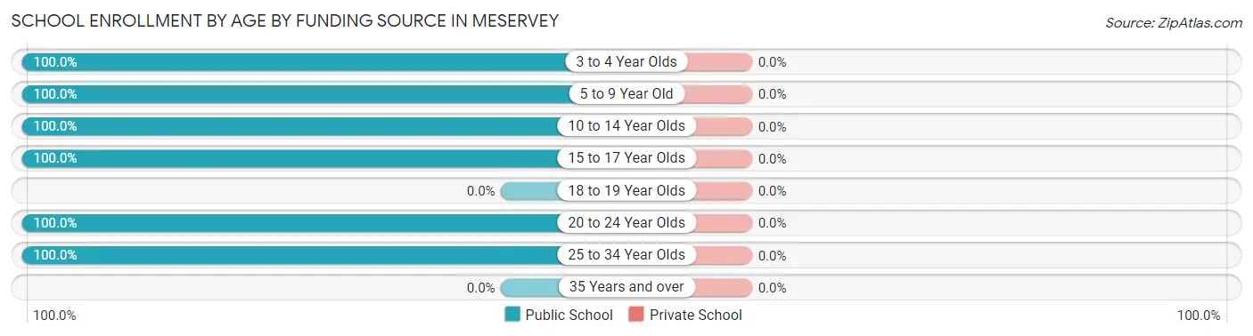 School Enrollment by Age by Funding Source in Meservey