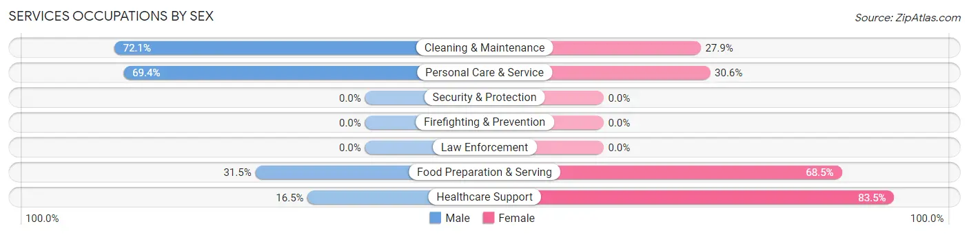 Services Occupations by Sex in Milford