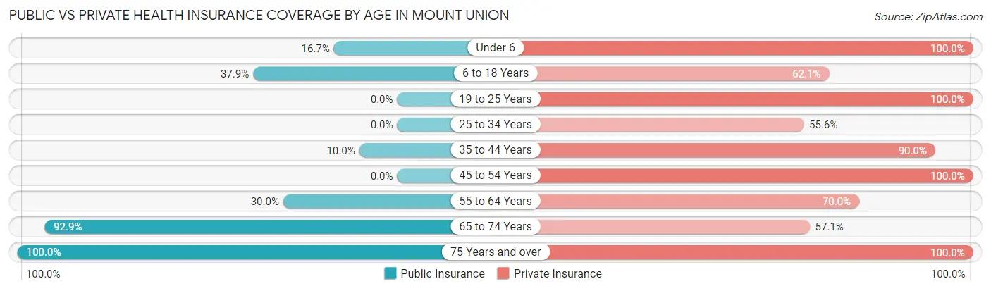 Public vs Private Health Insurance Coverage by Age in Mount Union