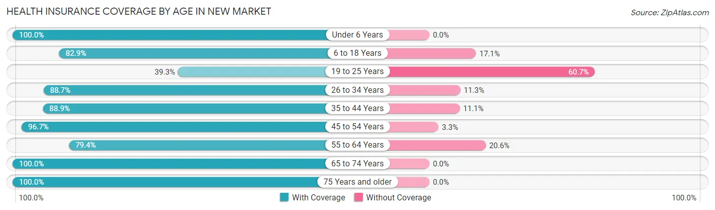 Health Insurance Coverage by Age in New Market