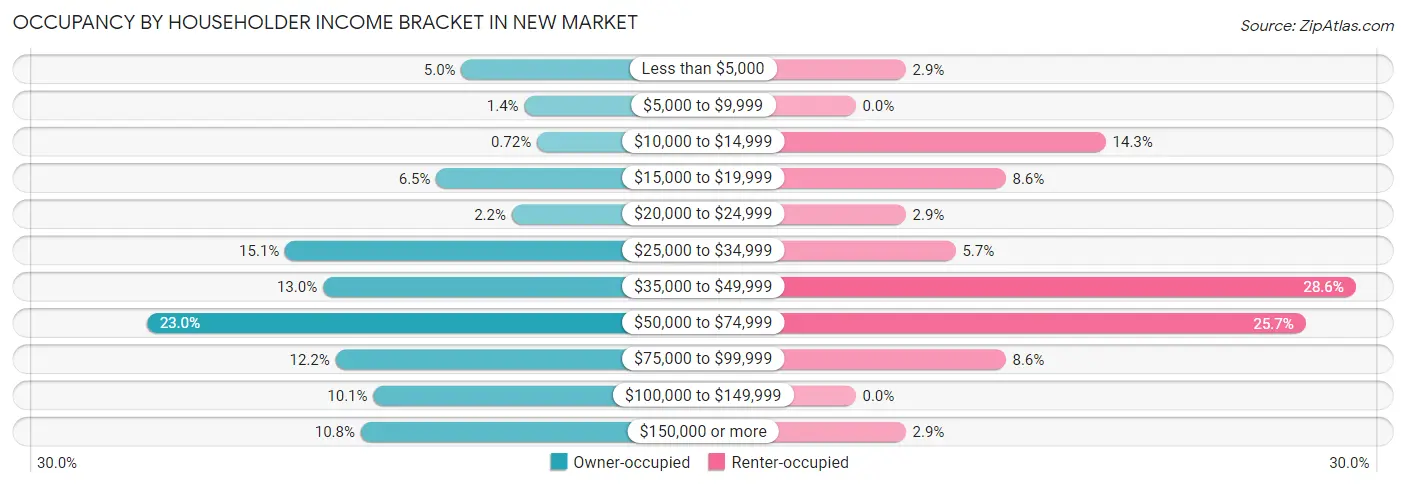 Occupancy by Householder Income Bracket in New Market