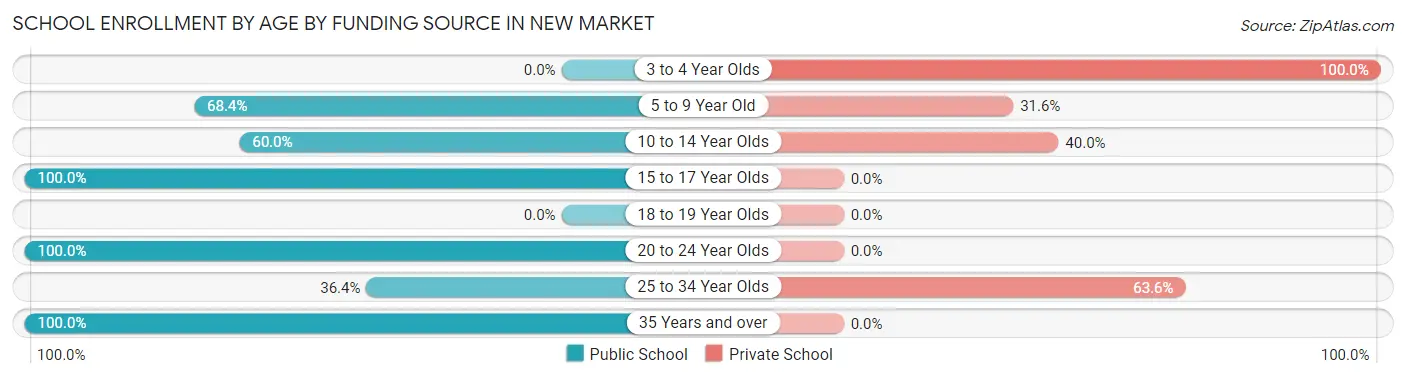 School Enrollment by Age by Funding Source in New Market