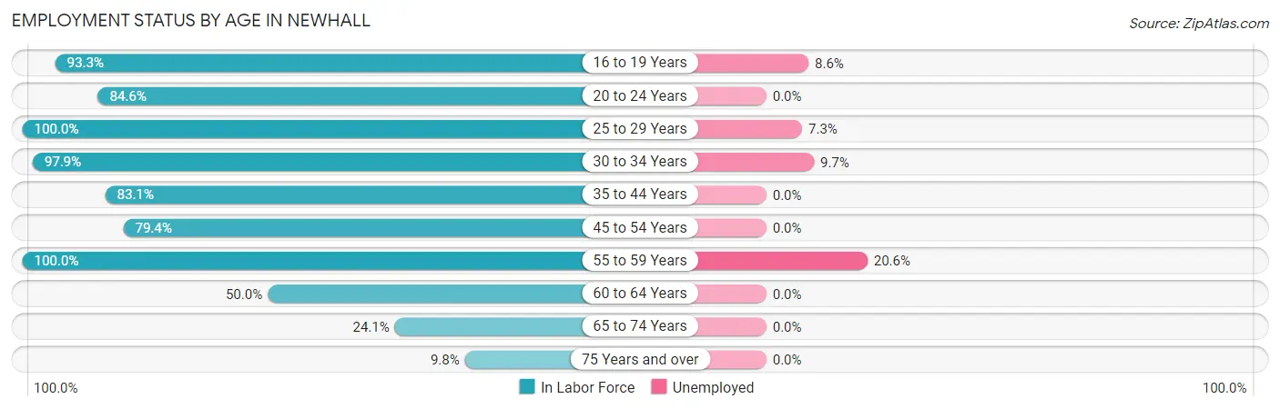 Employment Status by Age in Newhall