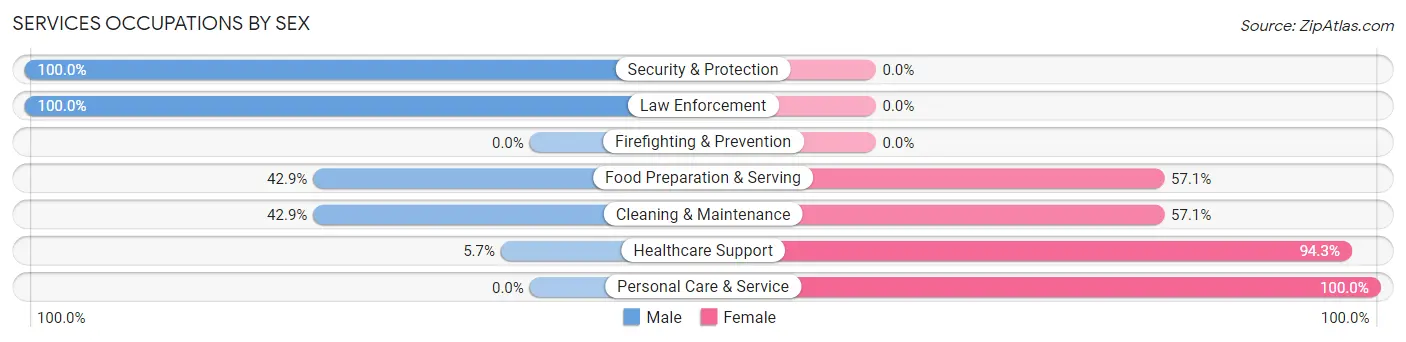 Services Occupations by Sex in Newhall