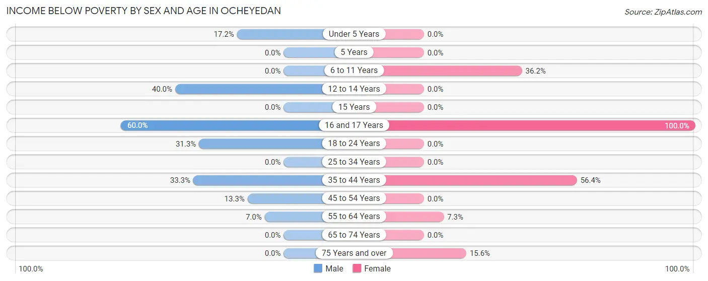 Income Below Poverty by Sex and Age in Ocheyedan