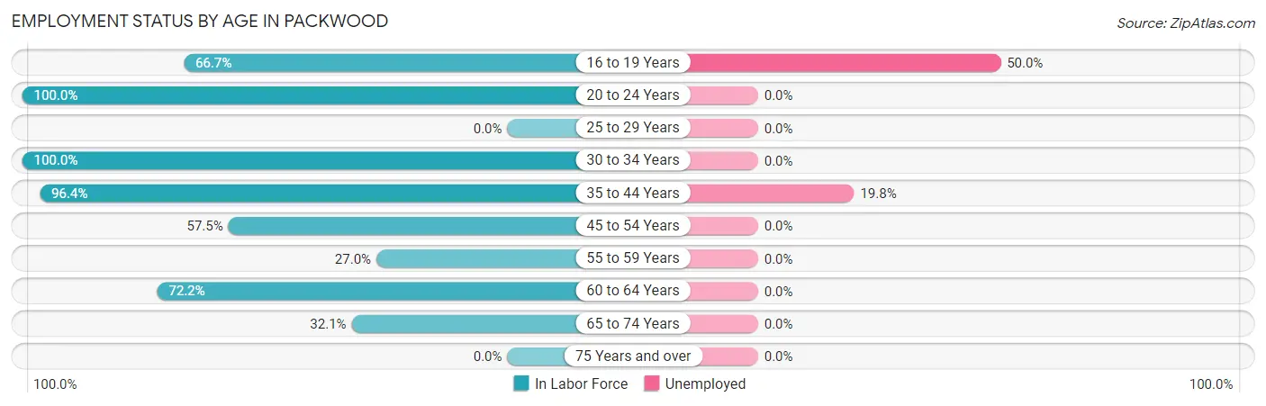Employment Status by Age in Packwood