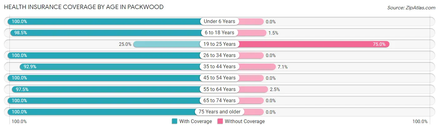 Health Insurance Coverage by Age in Packwood