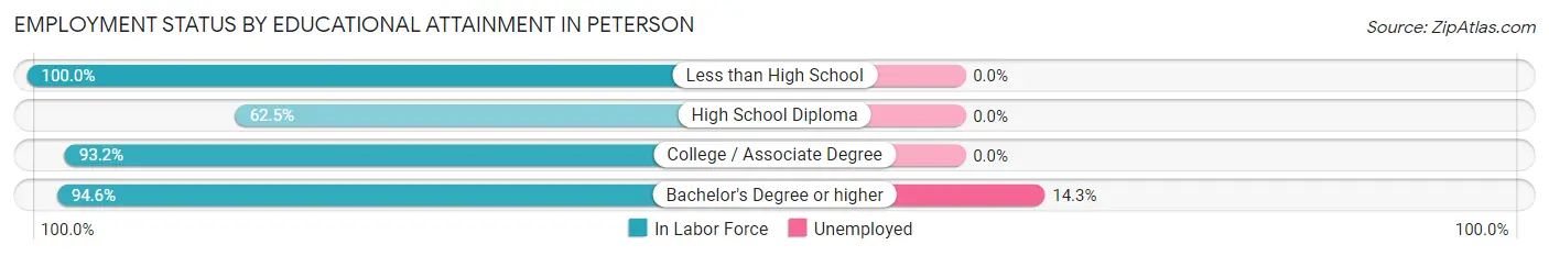 Employment Status by Educational Attainment in Peterson