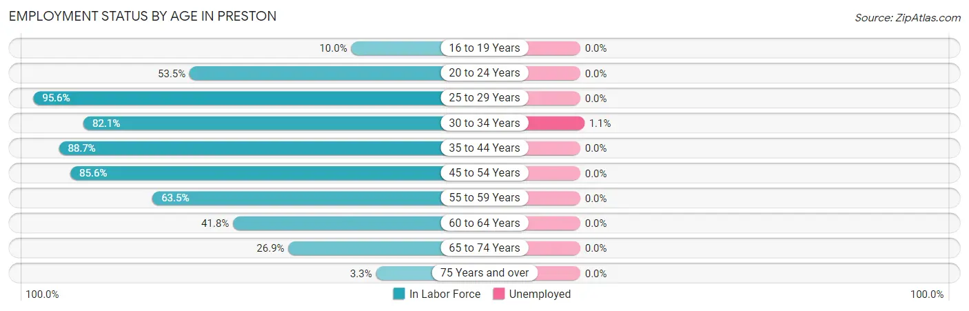 Employment Status by Age in Preston