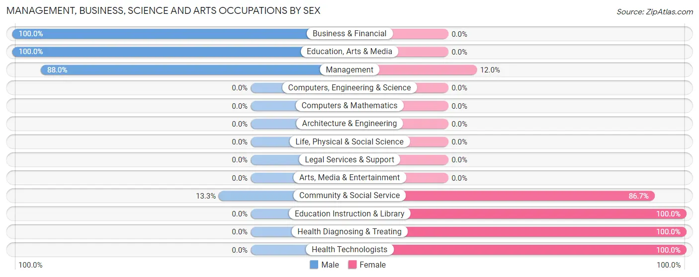 Management, Business, Science and Arts Occupations by Sex in Protivin
