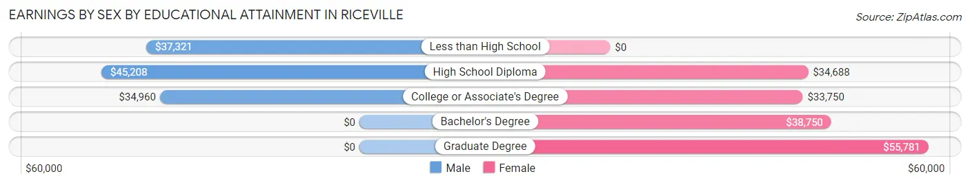 Earnings by Sex by Educational Attainment in Riceville