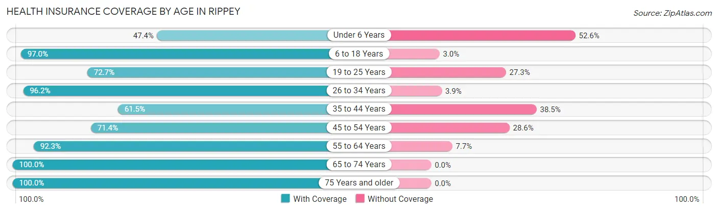 Health Insurance Coverage by Age in Rippey