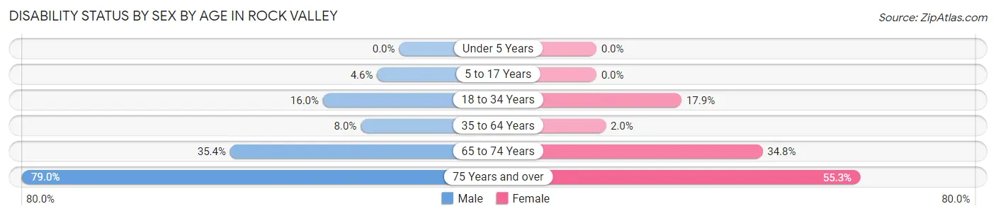 Disability Status by Sex by Age in Rock Valley