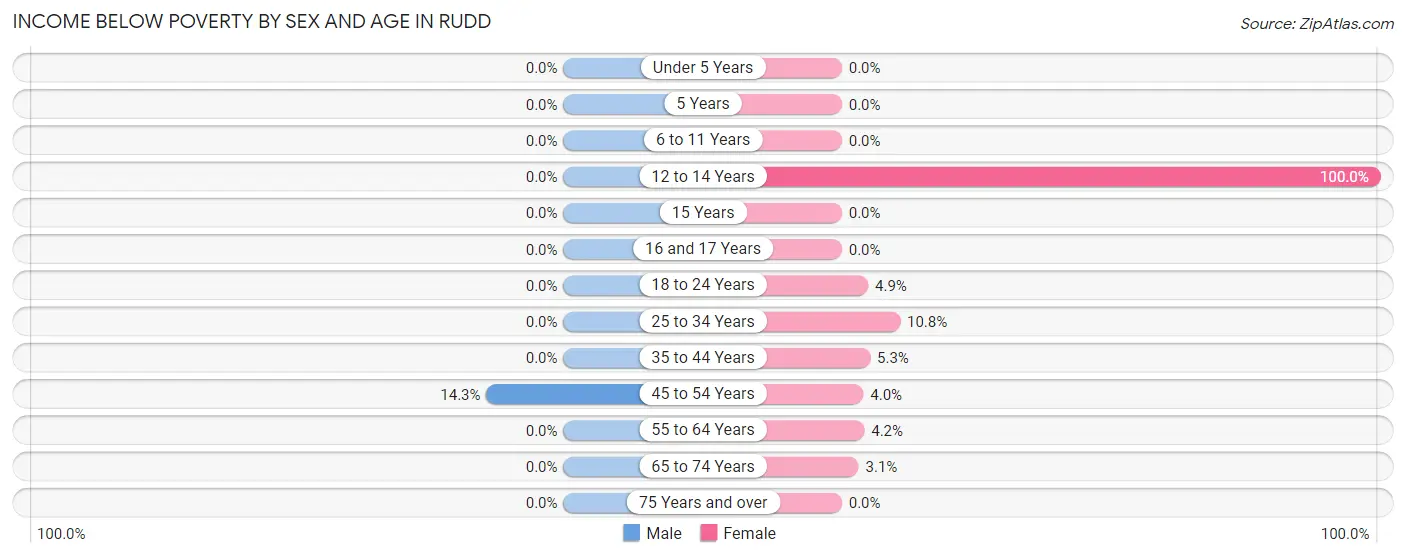 Income Below Poverty by Sex and Age in Rudd