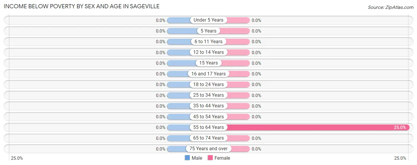 Income Below Poverty by Sex and Age in Sageville