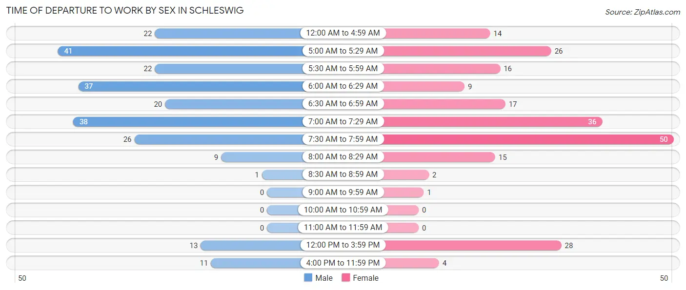 Time of Departure to Work by Sex in Schleswig