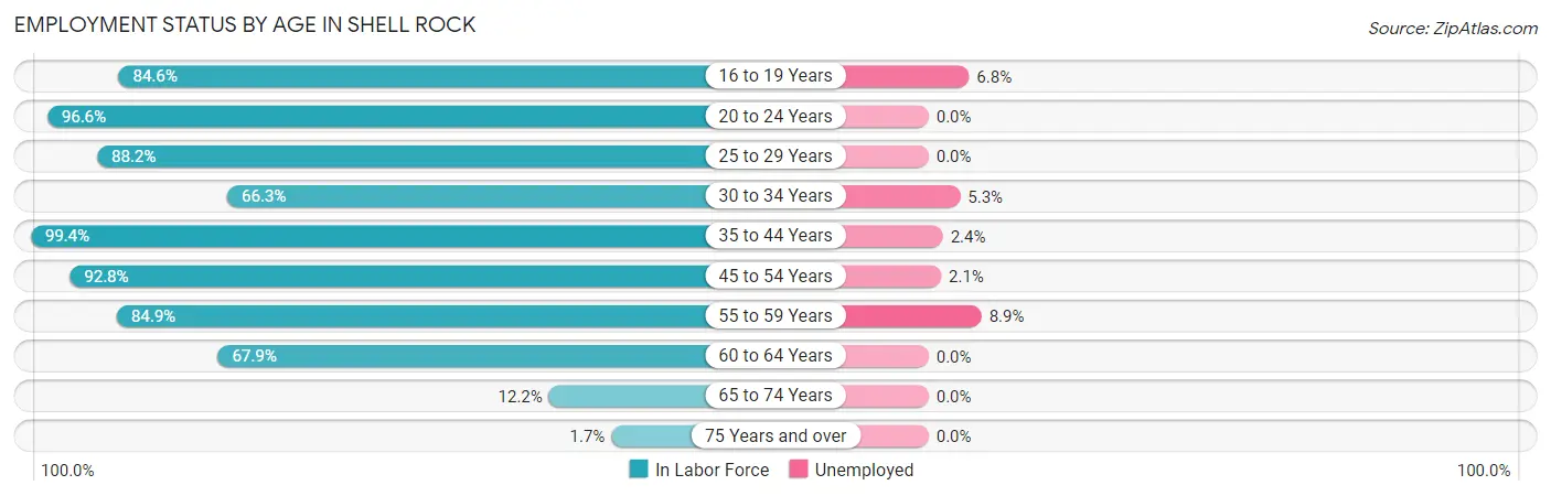 Employment Status by Age in Shell Rock