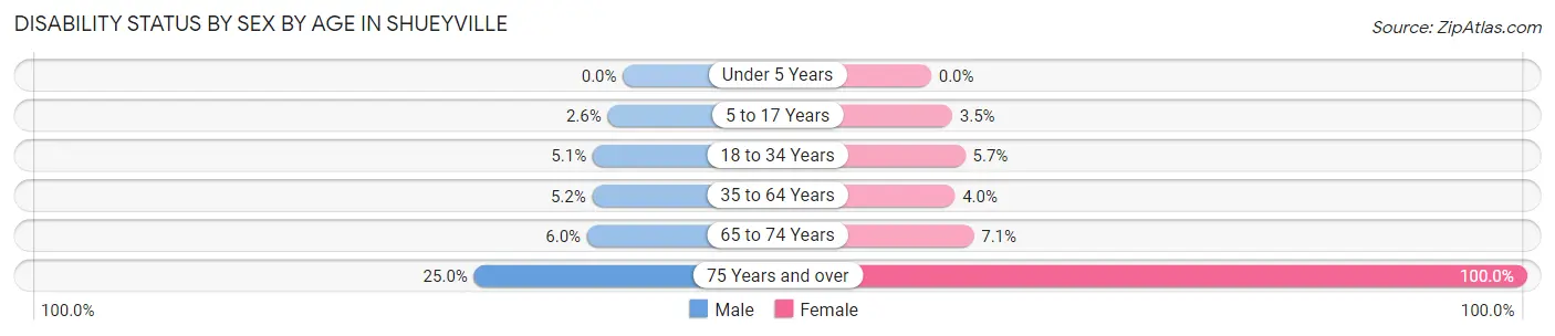 Disability Status by Sex by Age in Shueyville