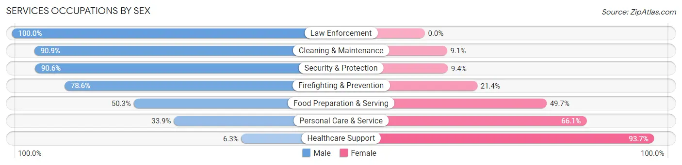 Services Occupations by Sex in Sioux Center