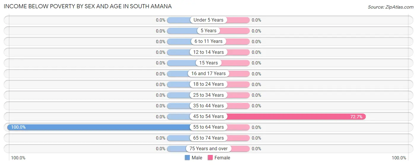Income Below Poverty by Sex and Age in South Amana