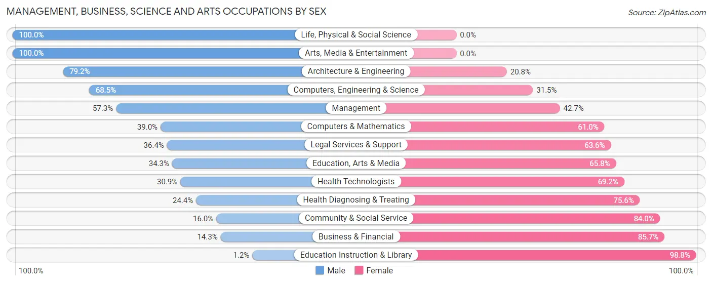 Management, Business, Science and Arts Occupations by Sex in Spirit Lake