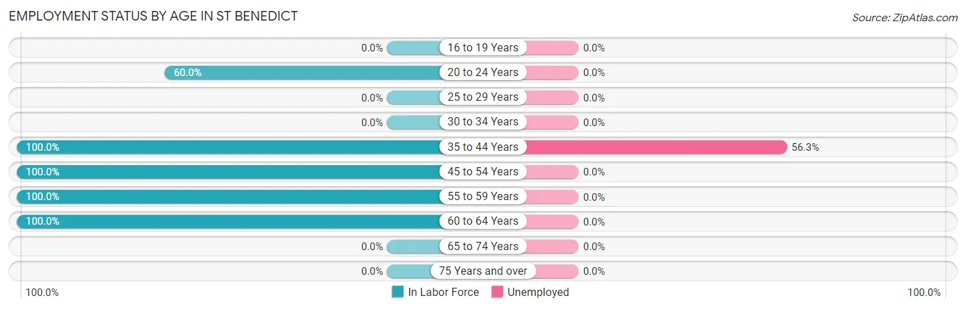 Employment Status by Age in St Benedict