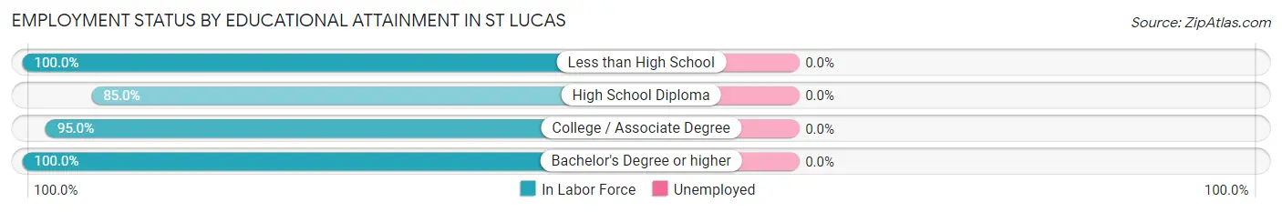 Employment Status by Educational Attainment in St Lucas