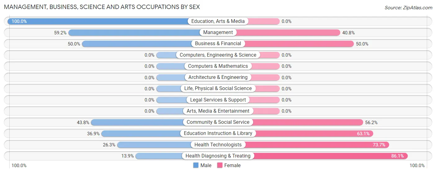 Management, Business, Science and Arts Occupations by Sex in Tama