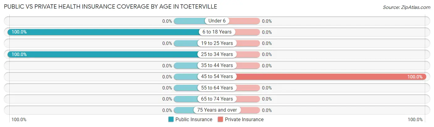 Public vs Private Health Insurance Coverage by Age in Toeterville