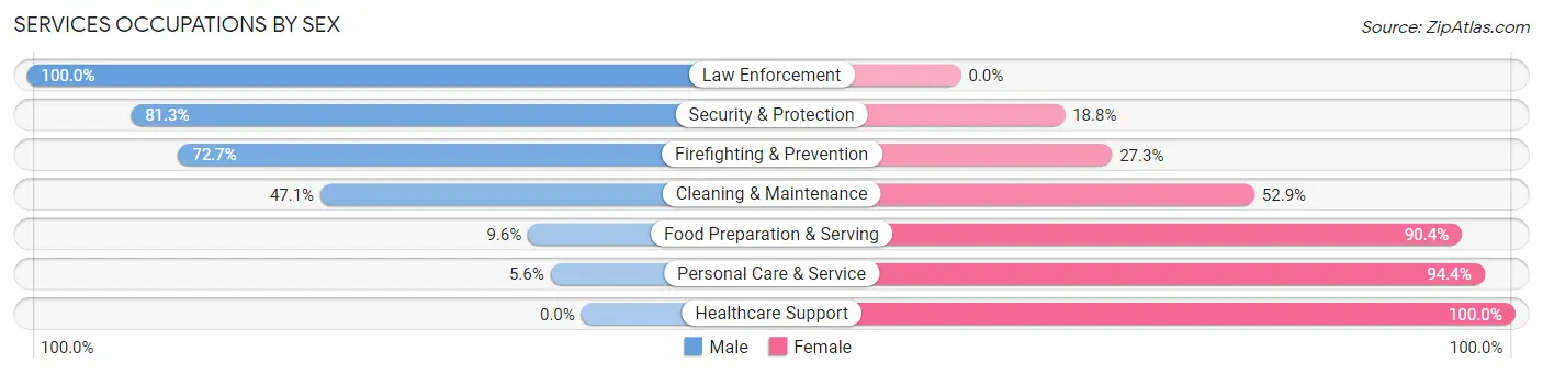 Services Occupations by Sex in Traer