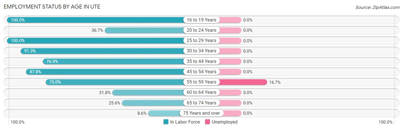 Employment Status by Age in Ute