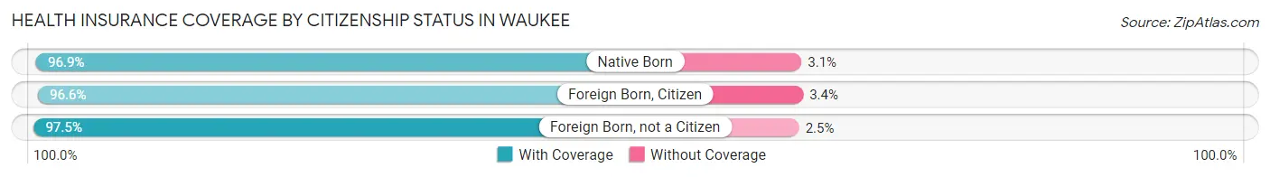 Health Insurance Coverage by Citizenship Status in Waukee