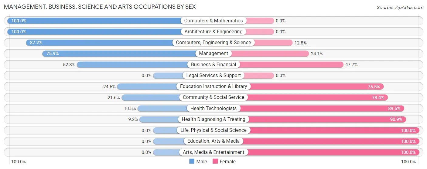 Management, Business, Science and Arts Occupations by Sex in Webster City