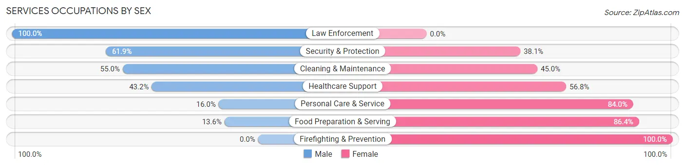 Services Occupations by Sex in West Burlington