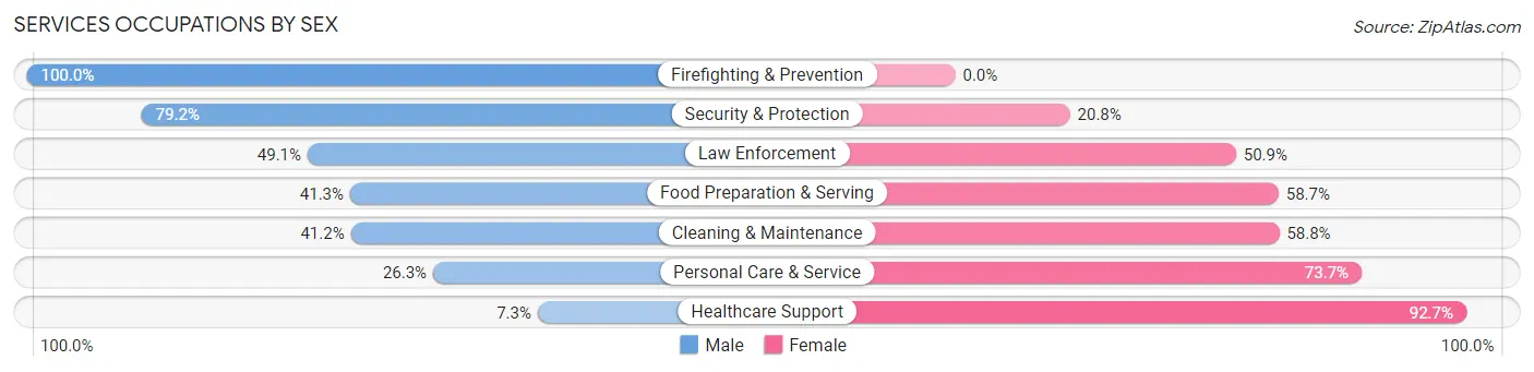 Services Occupations by Sex in West Des Moines