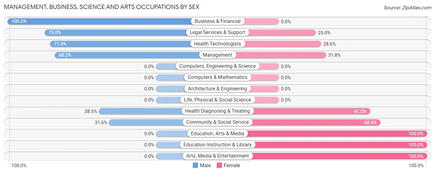 Management, Business, Science and Arts Occupations by Sex in West Okoboji