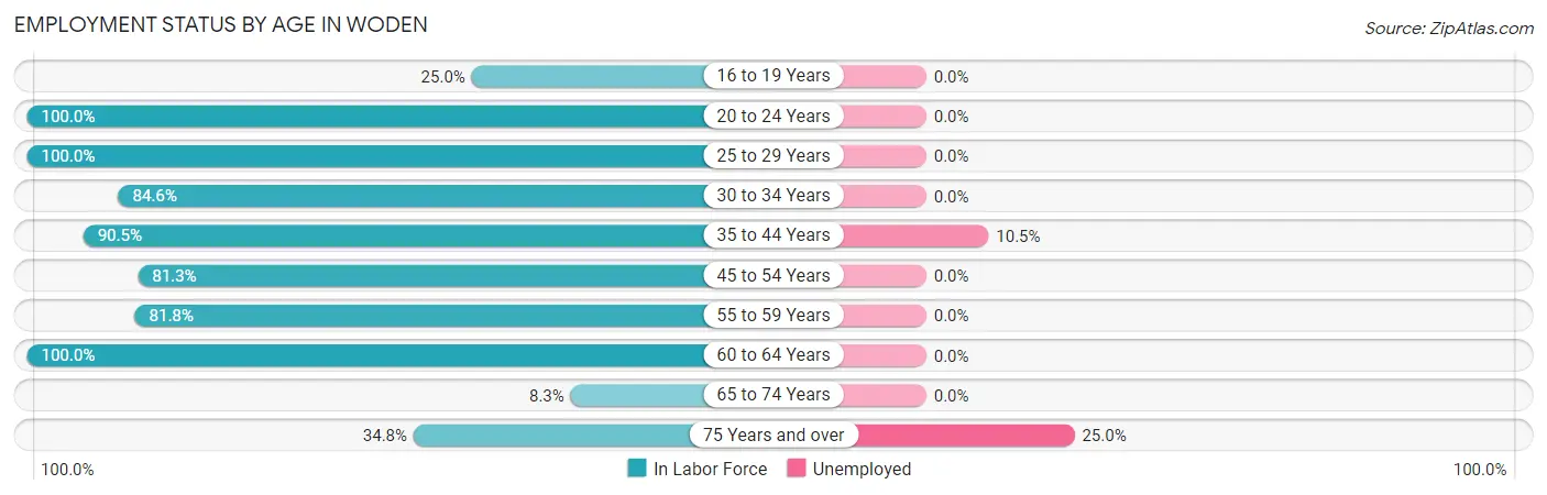 Employment Status by Age in Woden