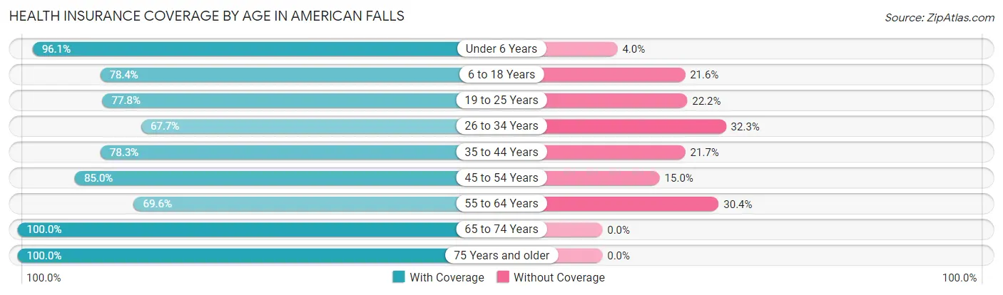 Health Insurance Coverage by Age in American Falls