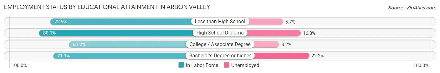 Employment Status by Educational Attainment in Arbon Valley