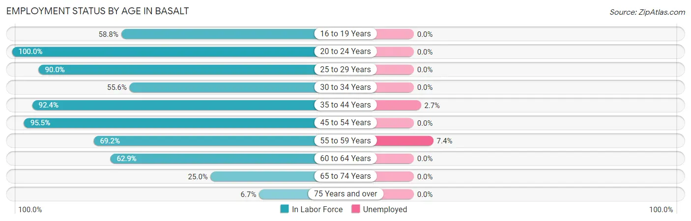 Employment Status by Age in Basalt
