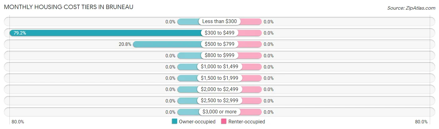 Monthly Housing Cost Tiers in Bruneau
