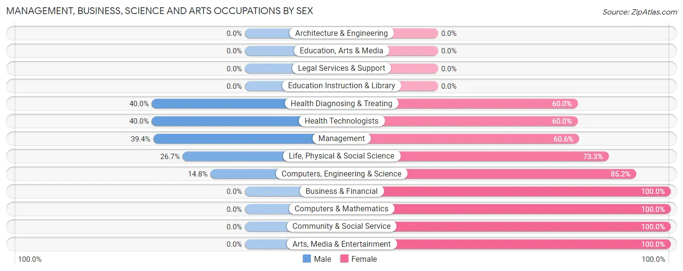 Management, Business, Science and Arts Occupations by Sex in Challis
