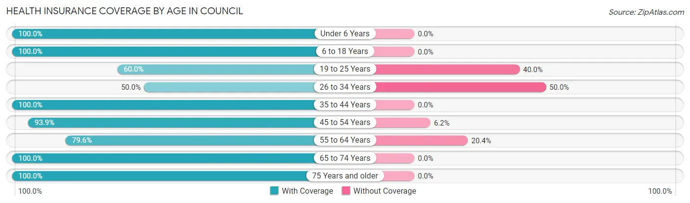 Health Insurance Coverage by Age in Council
