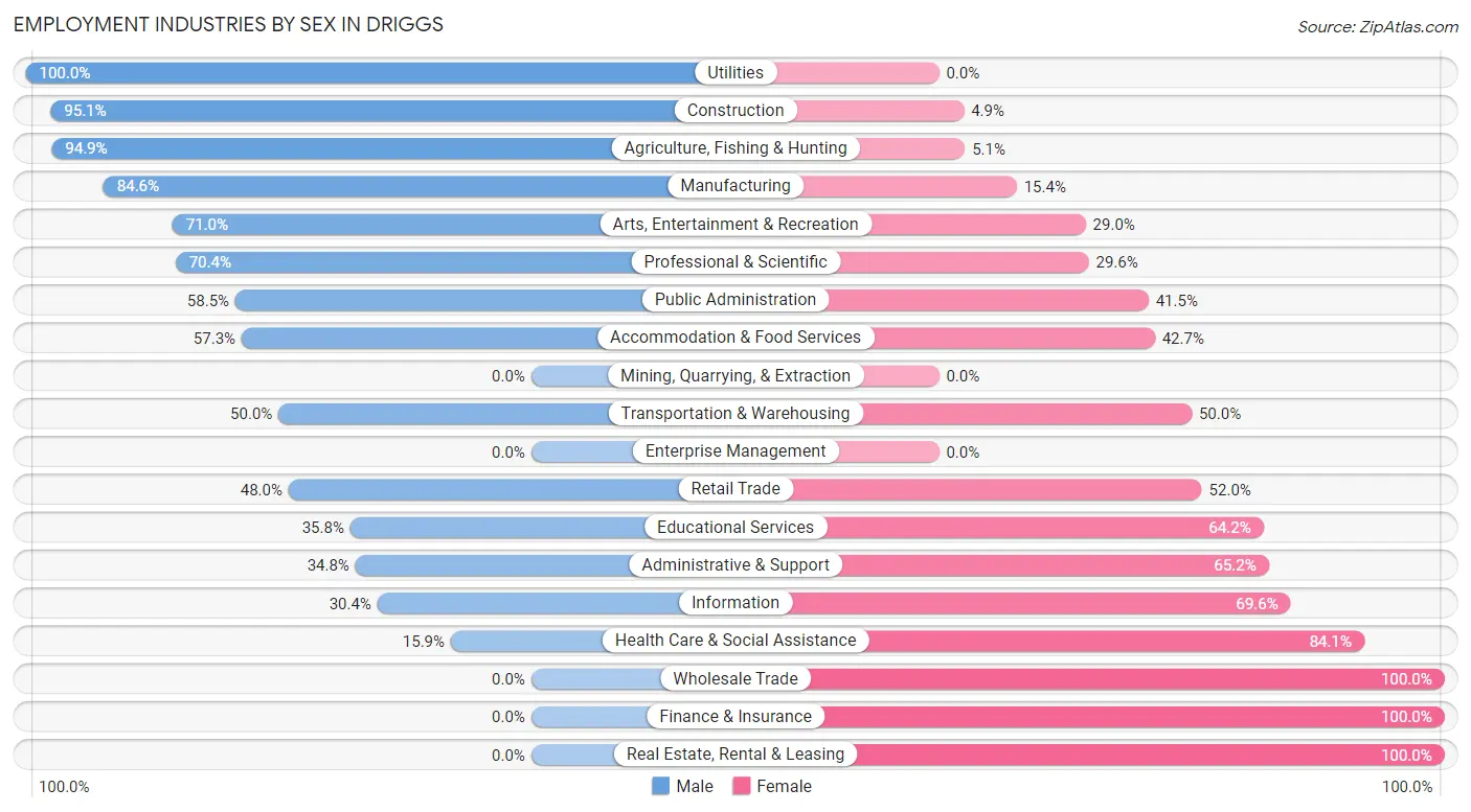 Employment Industries by Sex in Driggs