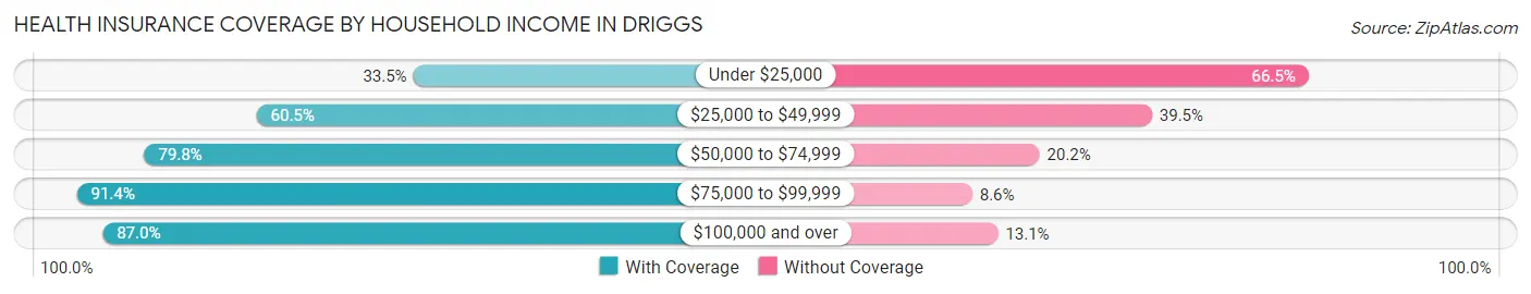 Health Insurance Coverage by Household Income in Driggs